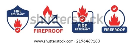Fireproof icon set. Fire resistant icon sign vector illustration.