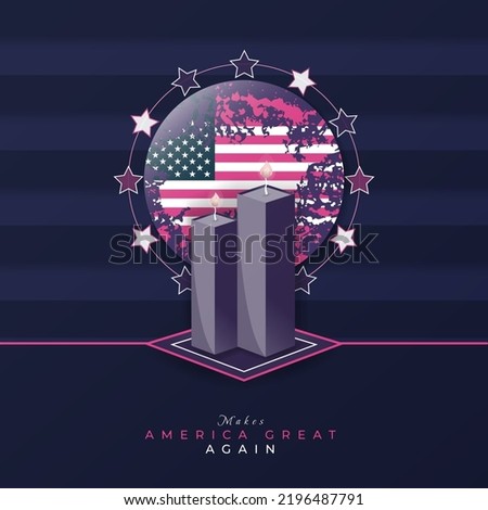 united states veterans day banner with rounded american flag ornaments