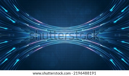 Blue light streak, fiber optic, speed line, futuristic background for 5g or 6g technology wireless data transmission, high-speed internet in abstract. internet network concept. vector design. Royalty-Free Stock Photo #2196488191
