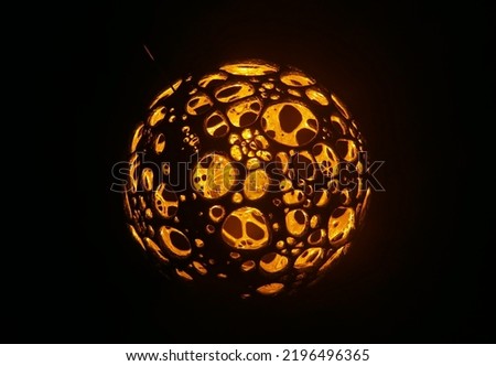 Glowing ball in the dark, installation 