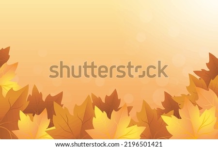orange autumn background with leaves near the bottom vector