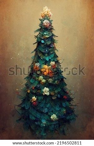 Christmas tree, hand drawn, digital art, Illustration