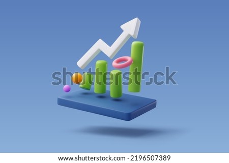 3d chart and trend graph arrow, Data analyze financial and stock market concept. Eps 10 Vector