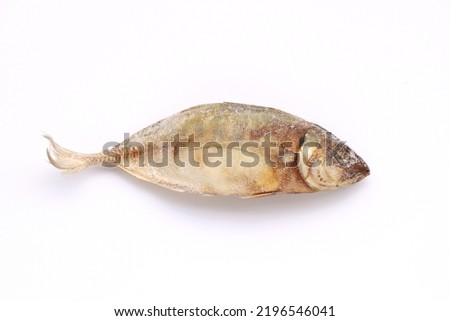 Chub mackerel salted fish, it's well known in Indonesia as ikan kembung or ikan peda asin, isolated on white background
