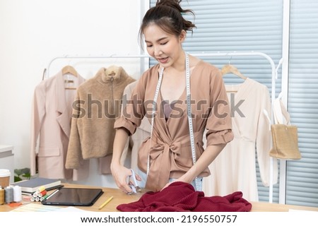 Professional designers are cutting fashionable clothes, Fashion designer, Creativity and ideas, Mannequin, Shirt sketch, Color scheme, Garment accessories ,work independently.