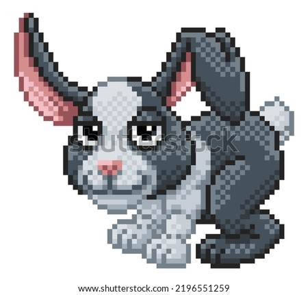 Rabbit 8 bit pixel art animal retro arcade video game cartoon character sprite