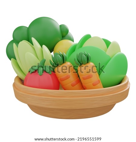 3D Icon vegetables, Carrots, Broccoli, Tomatoes, cauliflower