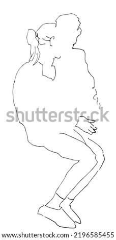 Woman and man One line drawing people with merged faces concept of people communication, lovers relationship. Line Minimalistic Realistic Image Style. Character Daily Life Clip Art Simplified Design