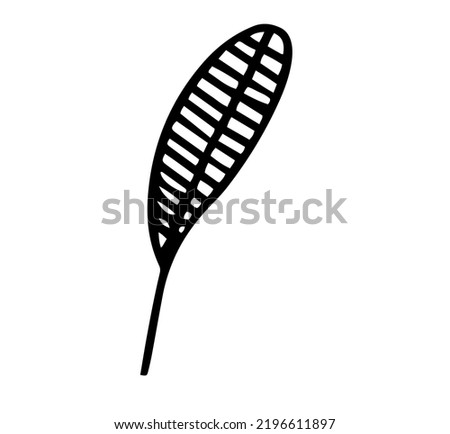 Leaf. Black and white sketch, logo, clipart. Vector illustration hand-drawn. Isolated object on a white background.