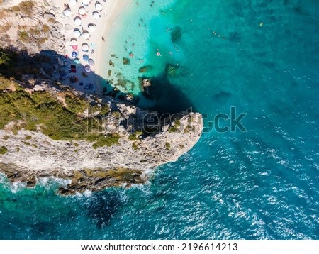 view of Lefkada island beach with blue ionian sea water Greece