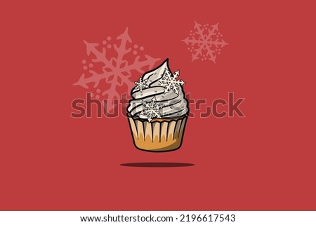 Christmas cupcake white vanilla cream snow chocolate