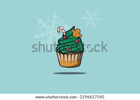 Christmas cupcake green cream cookie candy