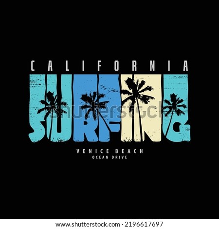 Surfing California illustration typography t-shirt and apparel design