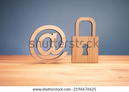 wooden lock and mail sign, mail protection.


