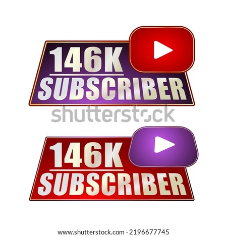 146K subscriber banner template Vector illustration and nice  red, violet,gold, black color