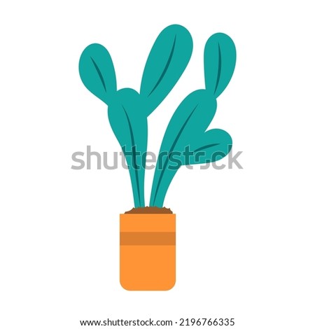 Home plant decor jungle. House planter succulent urban pot vector illustration. Handmade interior hygge and indoor colorful garden. Houseplant with green leaves and floral summer flower