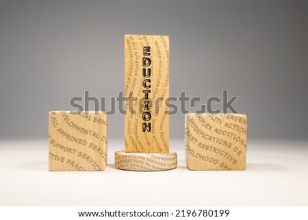 Education written on wooden surface.Education and study.