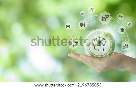 Work life balance concept. Fully charged active mentally healthy employee. Motivation, professional, productivity, enthusiasm employee. Energetic business working. Happy and active working. Royalty-Free Stock Photo #2196785053