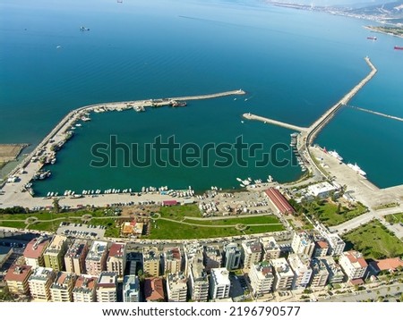 Aerial view of Iskenderun Fisherman's Shelter. Royalty-Free Stock Photo #2196790577