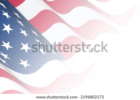 faded waving red white blue american flag background gradient illustration card