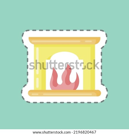 Sticker line cut Fireplace. suitable for House symbol. simple design editable. design template vector. simple illustration