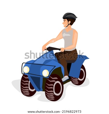 man riding a motorcycle atv.Isolated vector illustration on a white background.