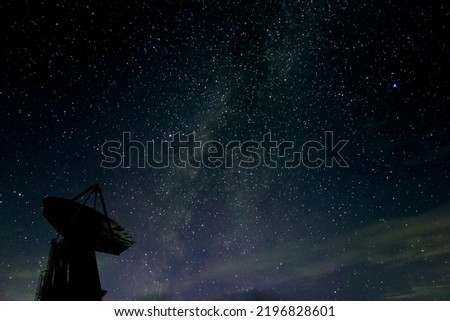 The Milky Way and radio telescope antennas seen from Nagano, Japan. material, background