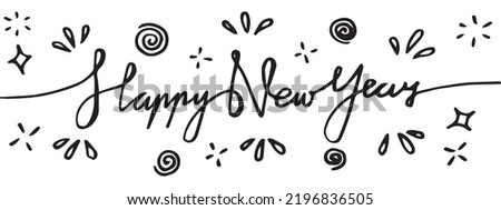 HAPPY NEW YEAR text handwritten script. Template design Celebration typography poster, banner or greeting card for happy new year. Vector Illustration

