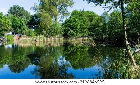 Elde river near the sluice in Barkow in Mecklenburg Royalty-Free Stock Photo #2196846595