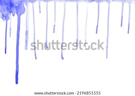 watercolor blue paint drips on white background Royalty-Free Stock Photo #2196851555