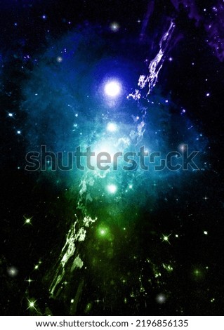 Stars of a planet and galaxy in a free space Elements of this image furnished by NASA. 3D rendering
