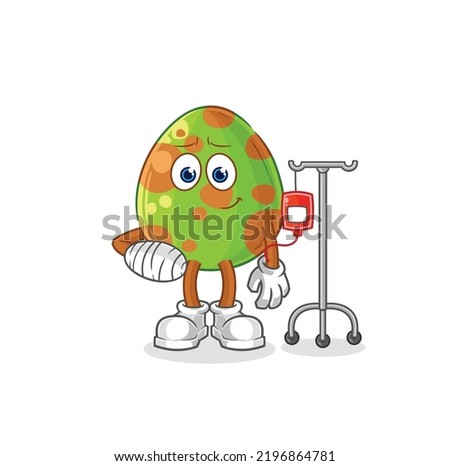 the dinosaur egg sick in IV illustration. character vector