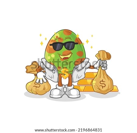 the dinosaur egg rich character. cartoon mascot vector