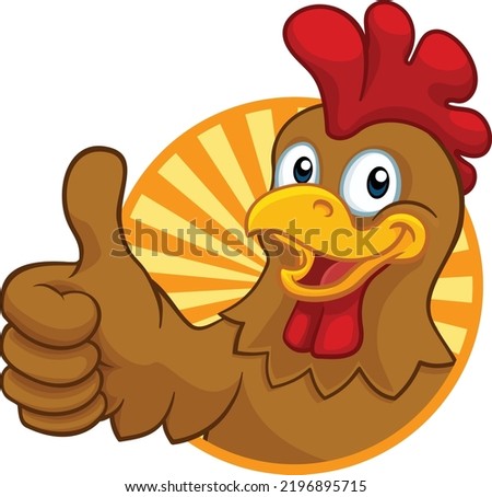 A chicken cartoon rooster cockerel character mascot giving a thumbs up. Royalty-Free Stock Photo #2196895715