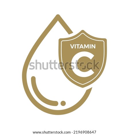 Vitamin C icon Logo Golden Drop Shield Protection, Medical background heath Vector illustration
 Royalty-Free Stock Photo #2196908647