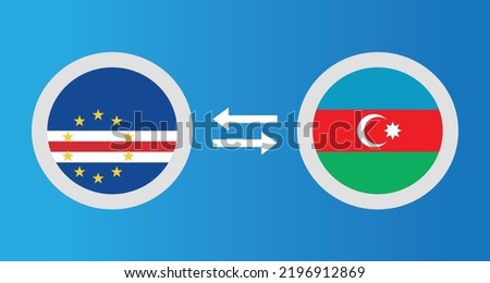 round icons with Cape Verde and Azerbaijan flag exchange rate concept graphic element Illustration template design
