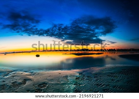 Cool landscape picture over landscape i sweden. sunset and ocean. nice landscape over the nice city in sweden