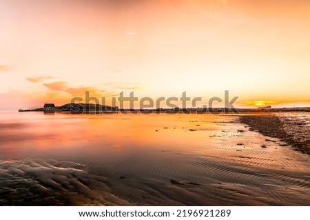 Cool landscape picture over landscape i sweden. sunset and ocean. nice landscape over the nice city in sweden