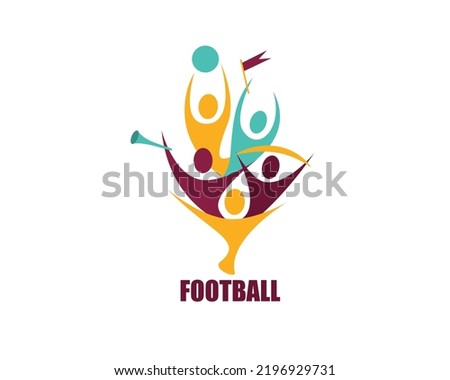 Illustration of football fans.Fan club logo.The concept of football 2022.Tournament in Qatar. Royalty-Free Stock Photo #2196929731
