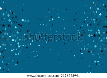 Light BLUE vector layout with elements of cards. Colorful gradient with signs of hearts, spades, clubs, diamonds. Smart design for your business advert of casinos.