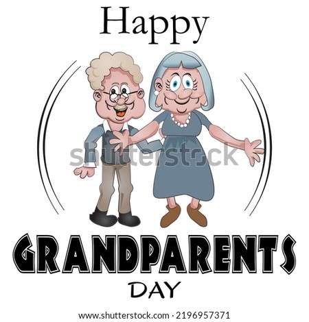 Happy Grandparents Day Sign and Vector Illustration
