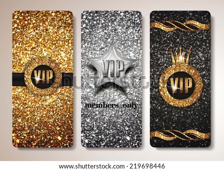 Set of gold and silver VIP cards