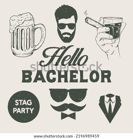 Hand drawn bachelor party text best Vector illustration