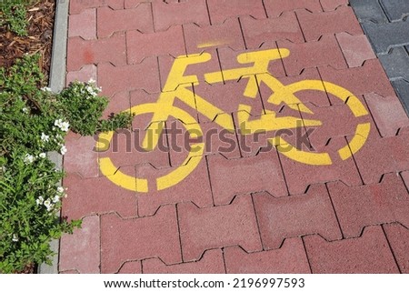 Bicycle road sign on the street