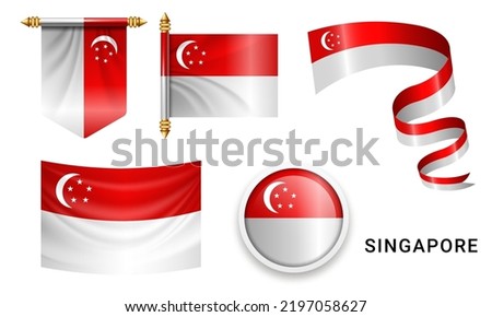 Vector set of the national flag of  Singapore in various creative designs