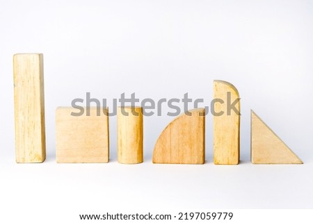 wooden toys with white background
