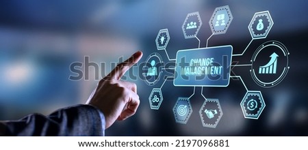 Internet, business, Technology and network concept. CHANGE MANAGEMENT, business concept. Virtual button.