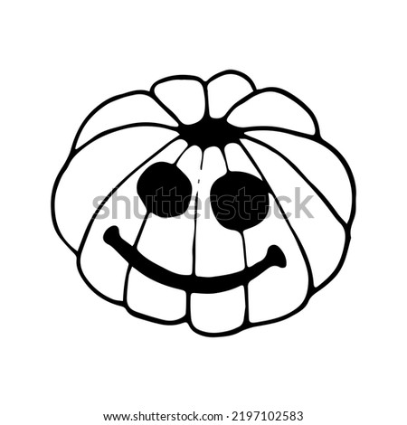 Hand drawn doodle halloween pumpkin. Vector cute and funny jack o lantern. Outline.