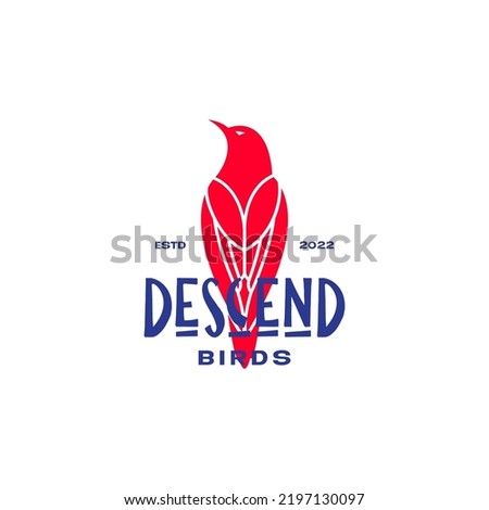 bird perch colored vintage logo design