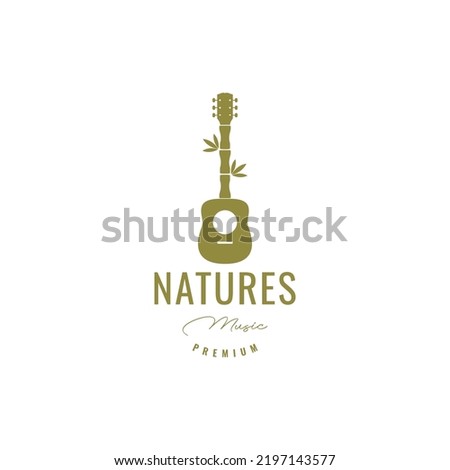 guitar bamboo logo design vector